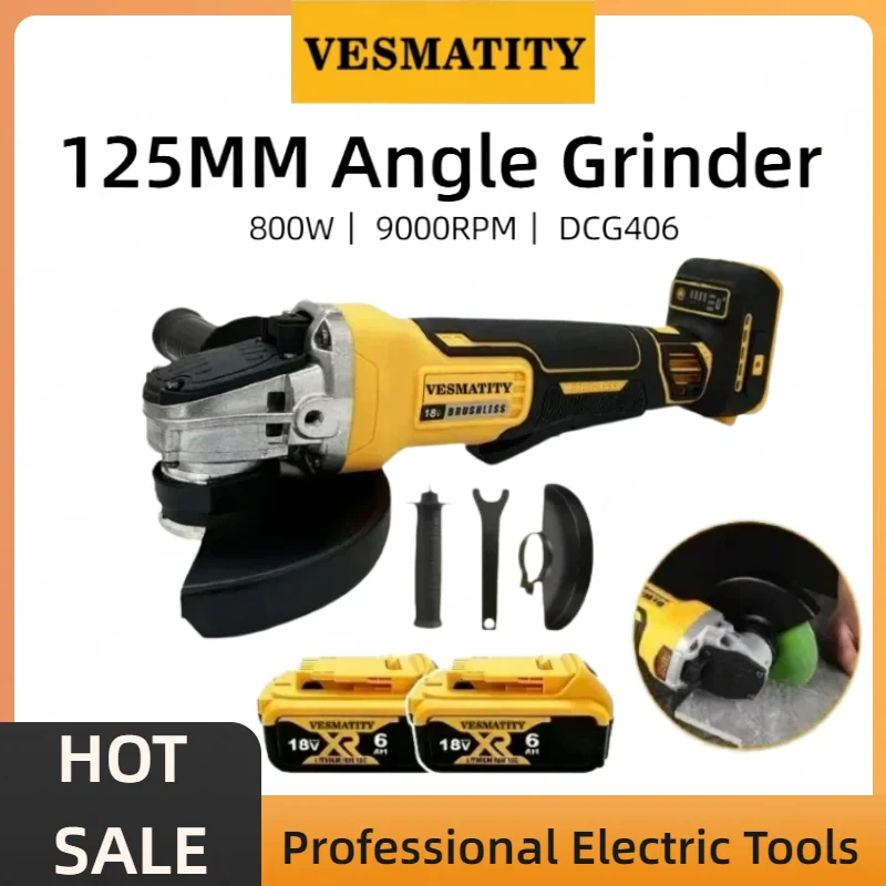 Cordless Angle Grinder 125Mm Brushless - Amoladora angular inalámbrica DCG406 de 125