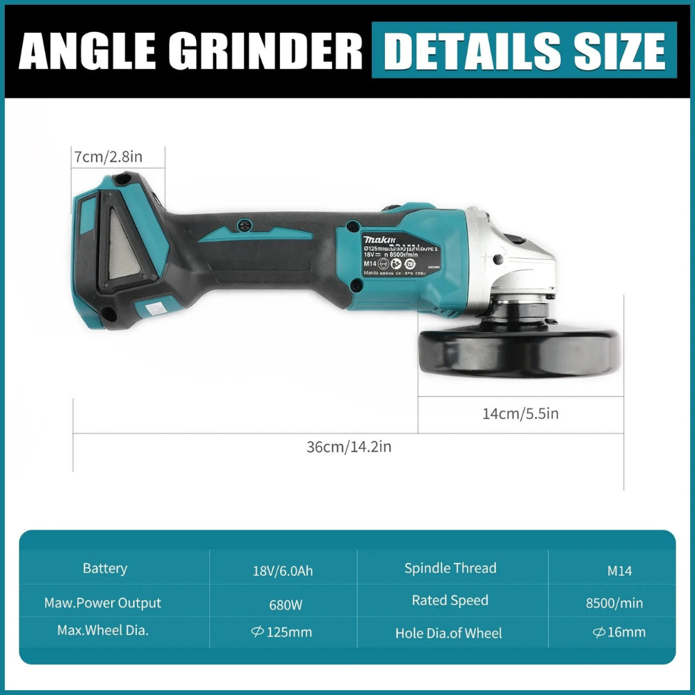 Amoladora angular Makita DGA40 - Cordless Angle Grinder 125Mm Brushless reseña y precio