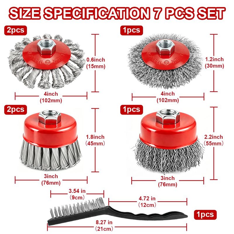 Juego de 7 cepillos de alambre - Angle Grinder Wire Brush Wheel reseña y precio