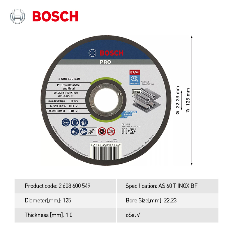 Disco de corte Bosch de 125mm, - Angle Grinder Cutting Disc 125Mm reseña y precio